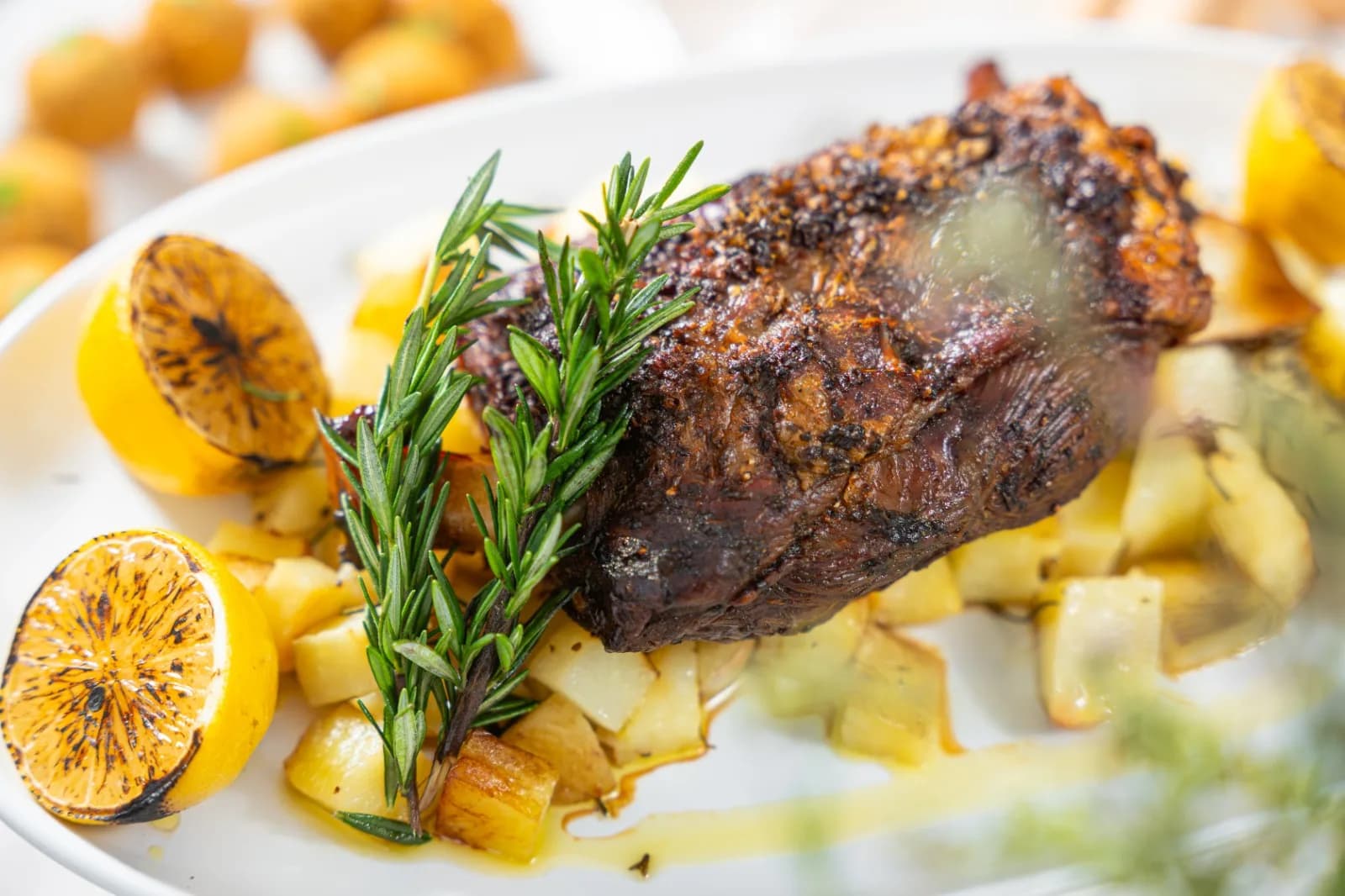 Slow roast lamb with rosemary and lemon