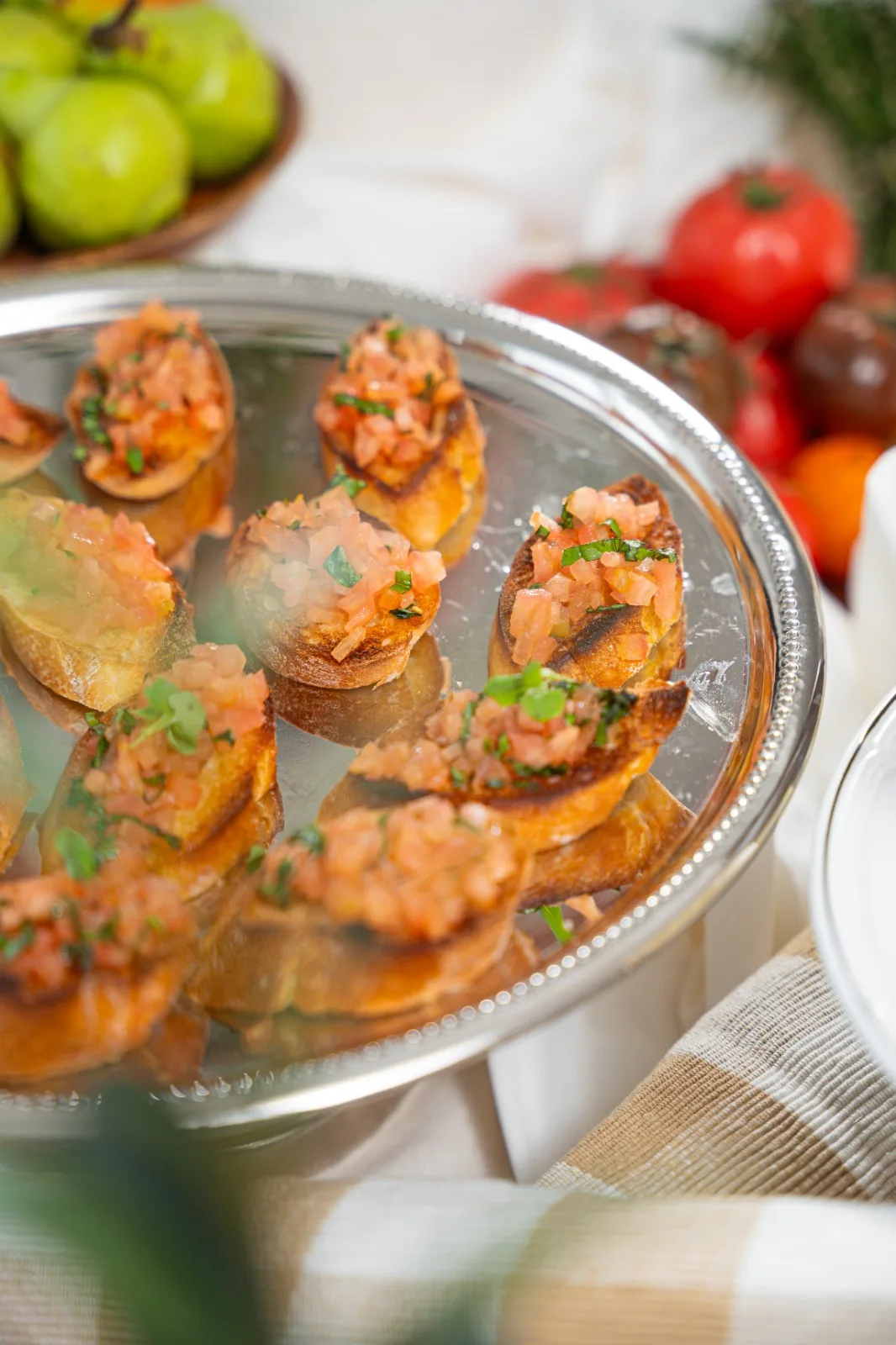 Tray of tomato bruschetta