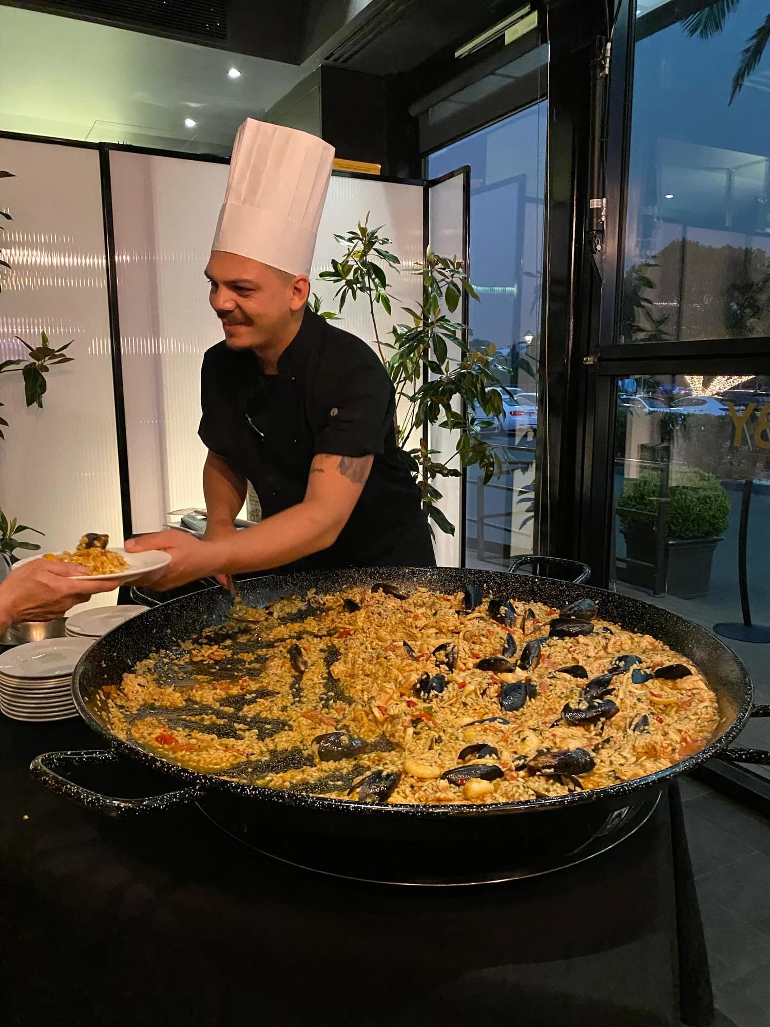 Chef Gabriele Franco cooking live at an event
